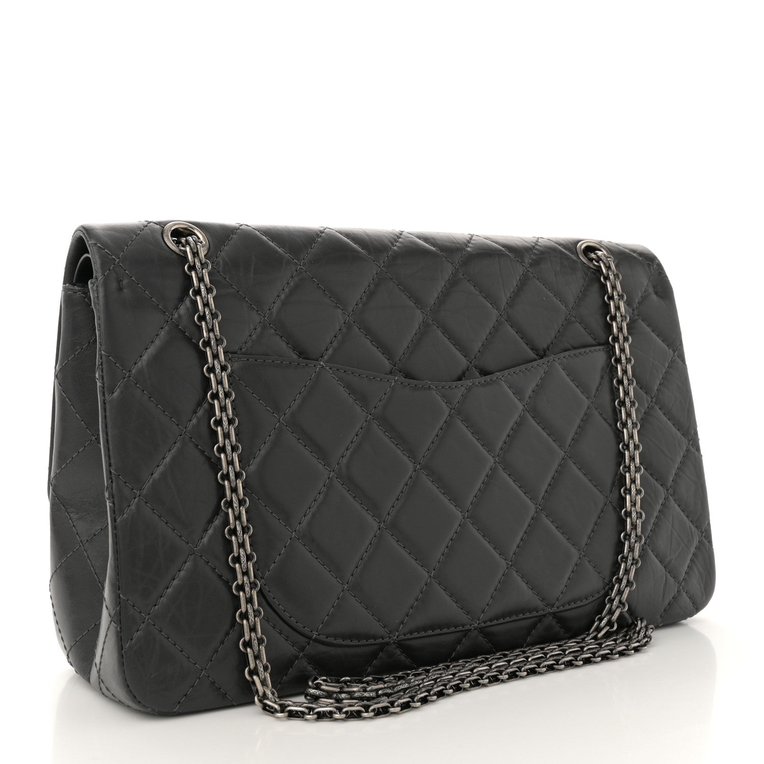 Aged Calfskin Quilted 2.55 Reissue 227 Flap Dark Grey