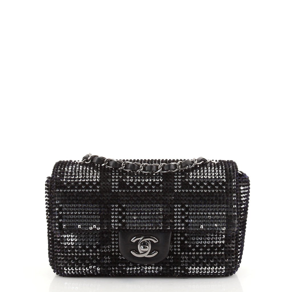 Classic Single Flap Bag Sequin Embellished Lambskin Mini