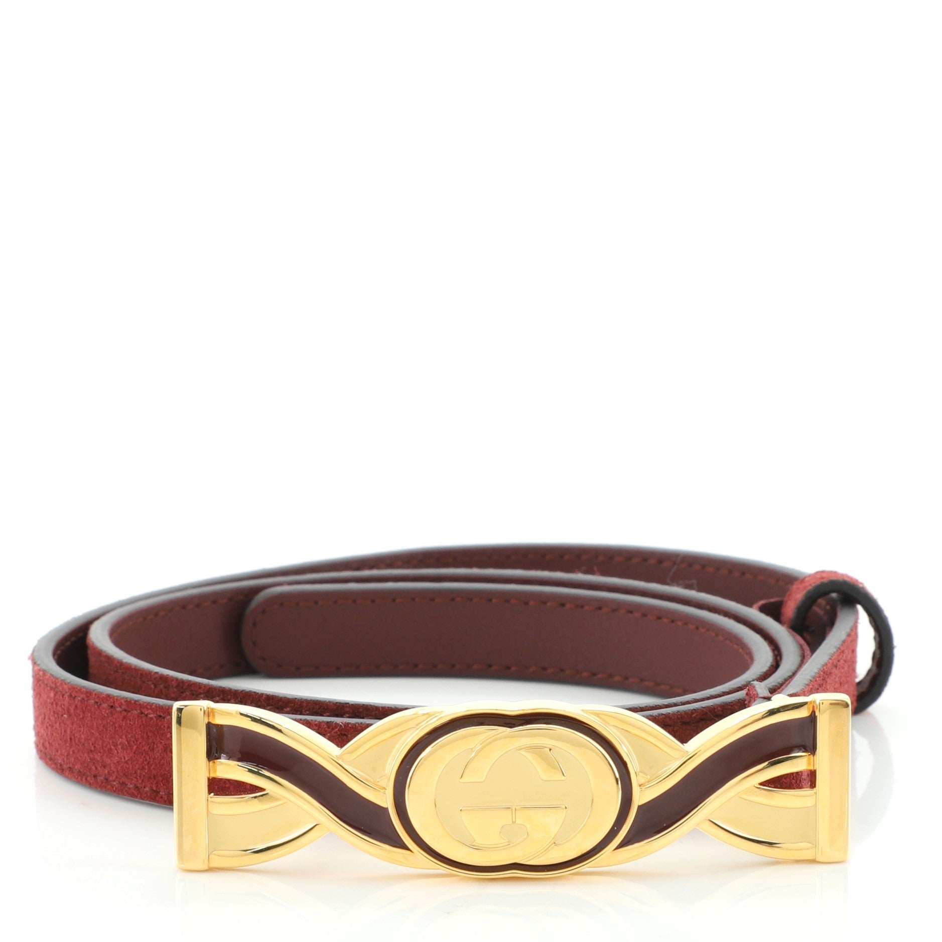 Interlocking-G Buckle Belt Suede Thin 75