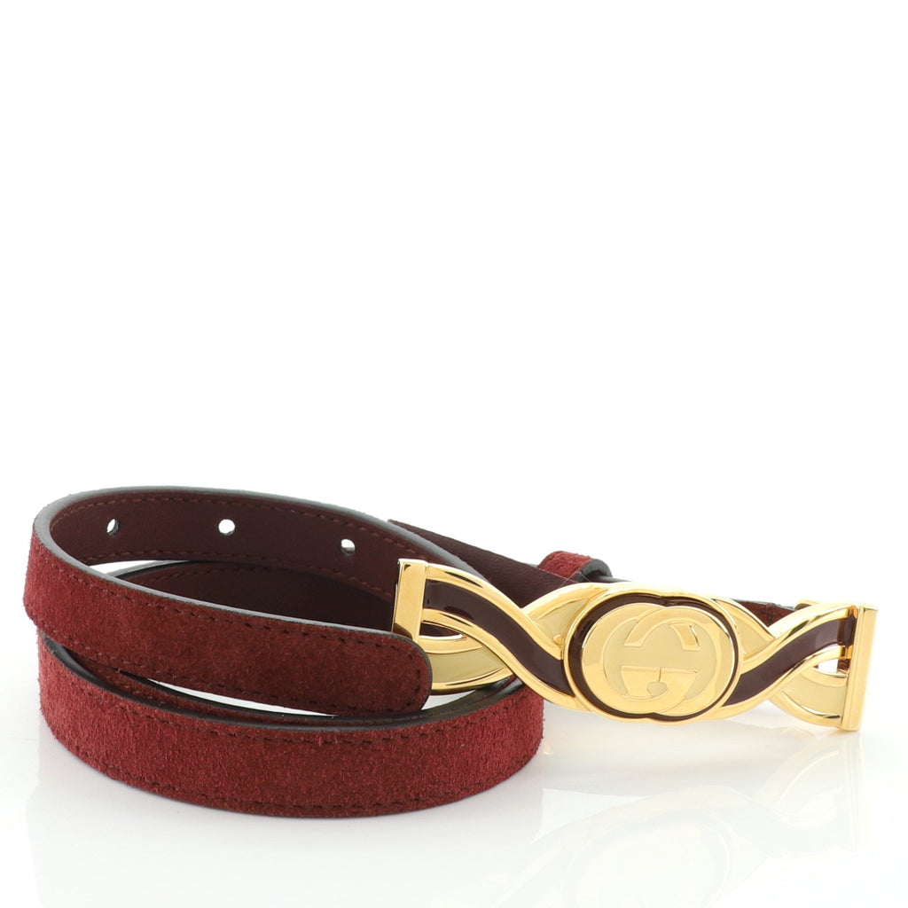 Interlocking-G Buckle Belt Suede Thin 75