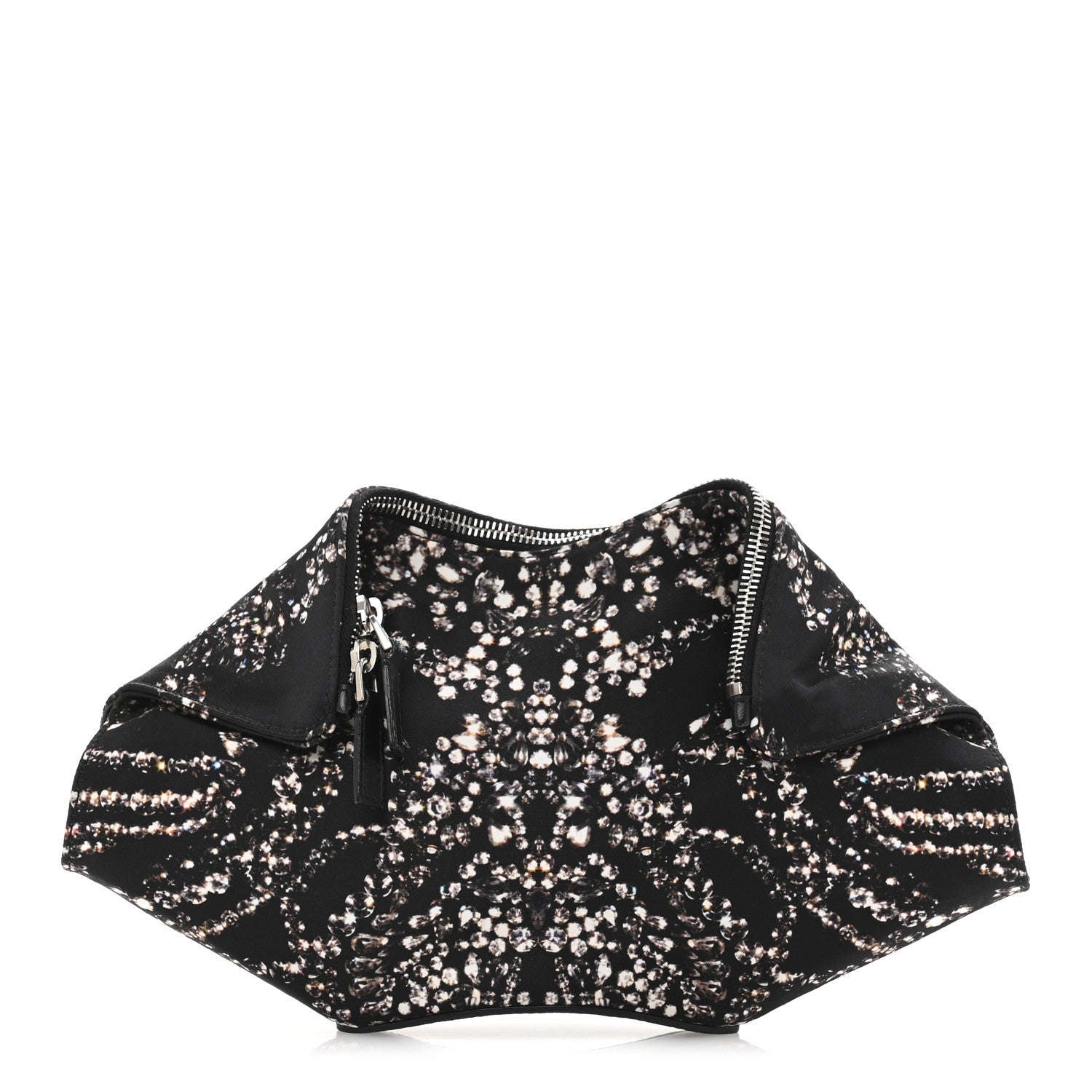 Silk Dandelion Print De Manta Clutch Black