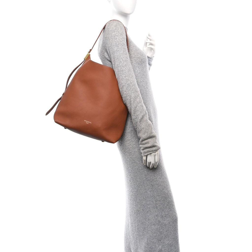 Grained Calfskin Low Key Hobo MM Cognac