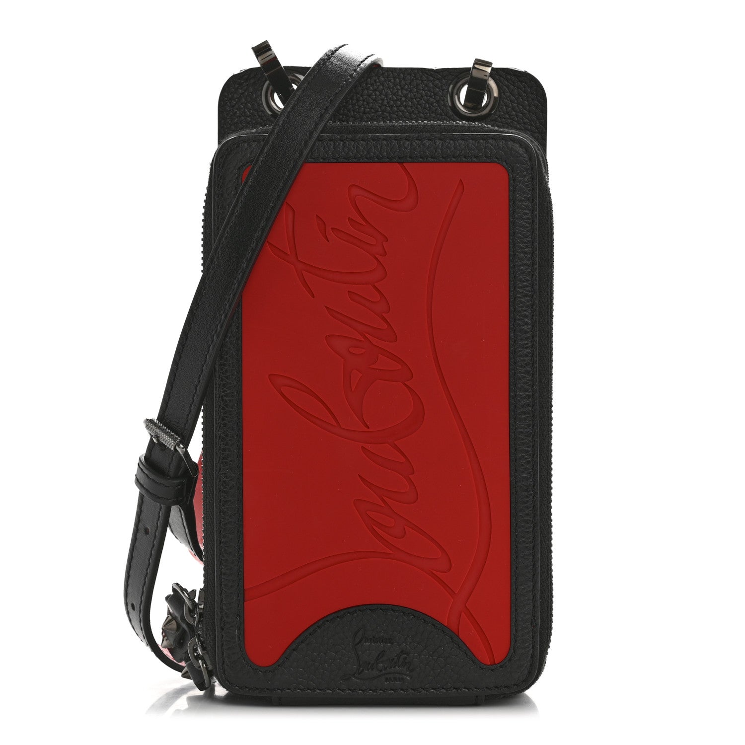 Calfskin Gomme Loubilab Phone Shoulder Bag Loubi Black