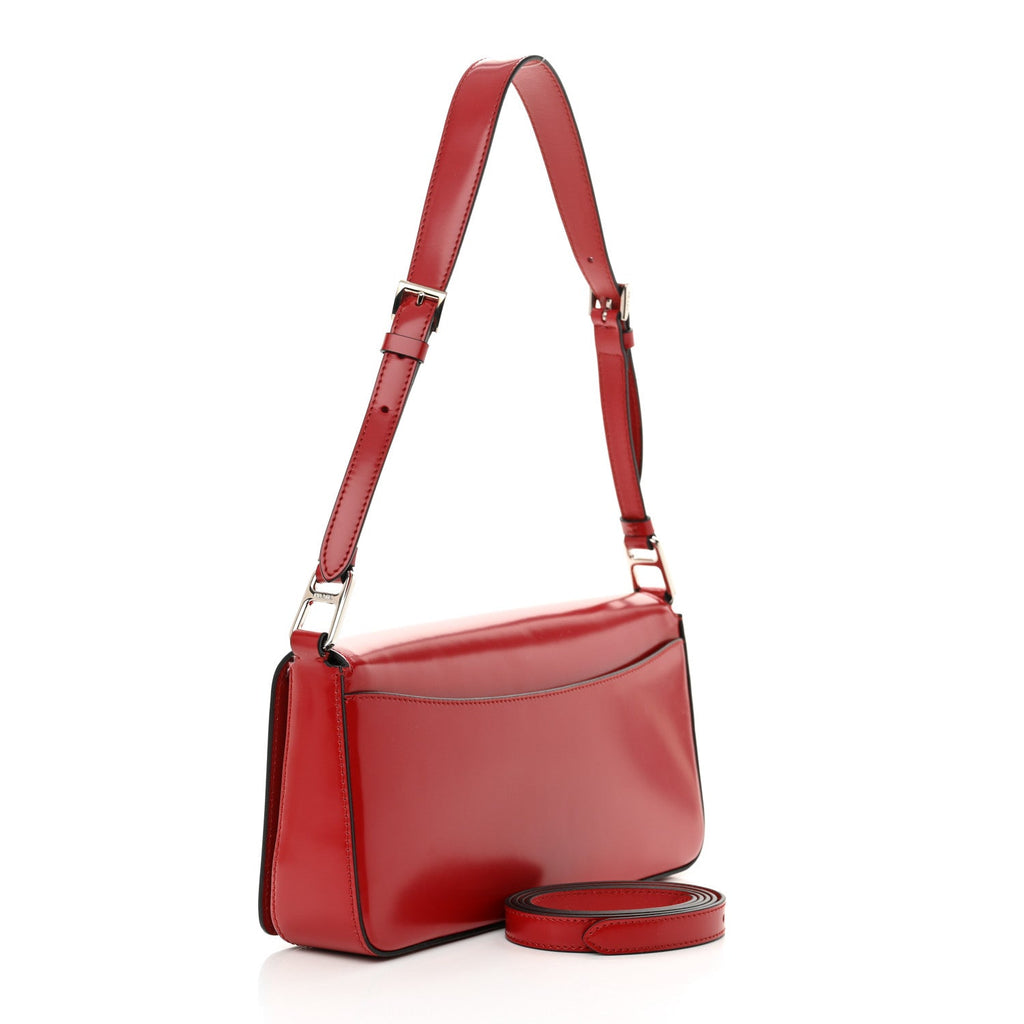 Spazzolato Femme Flap Shoulder Bag Scarlatto Black