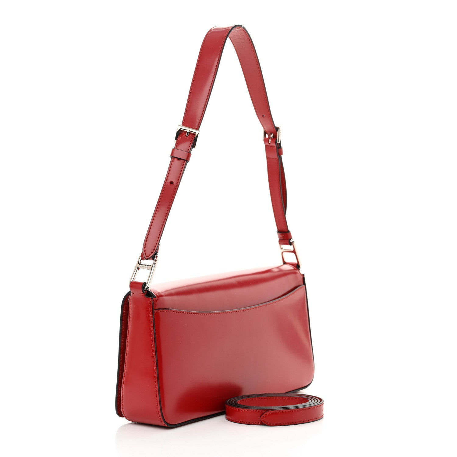 Spazzolato Femme Flap Shoulder Bag Scarlatto Black