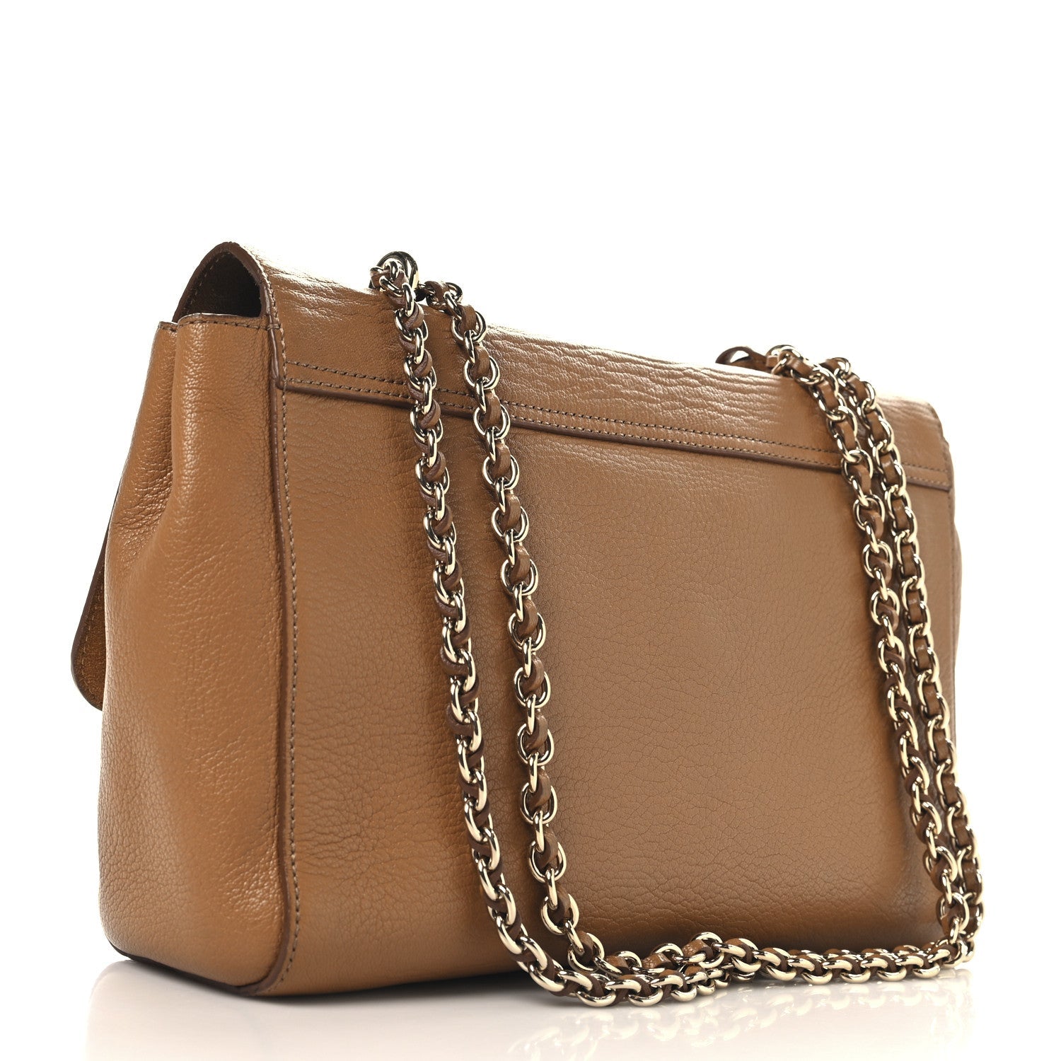 Glossy Goatskin Medium Lily Flap Brown