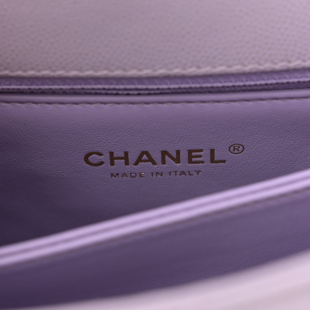 Caviar Quilted Mini Coco Handle Flap Light Purple