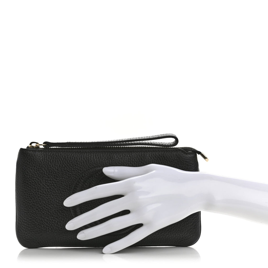Pebbled Calfskin Soho Wristlet Black