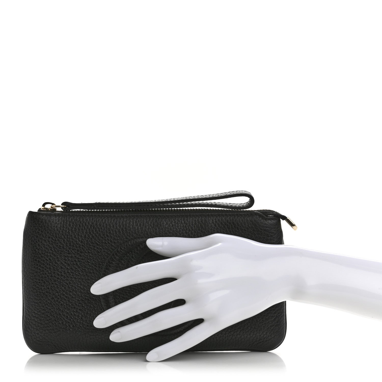Pebbled Calfskin Soho Wristlet Black