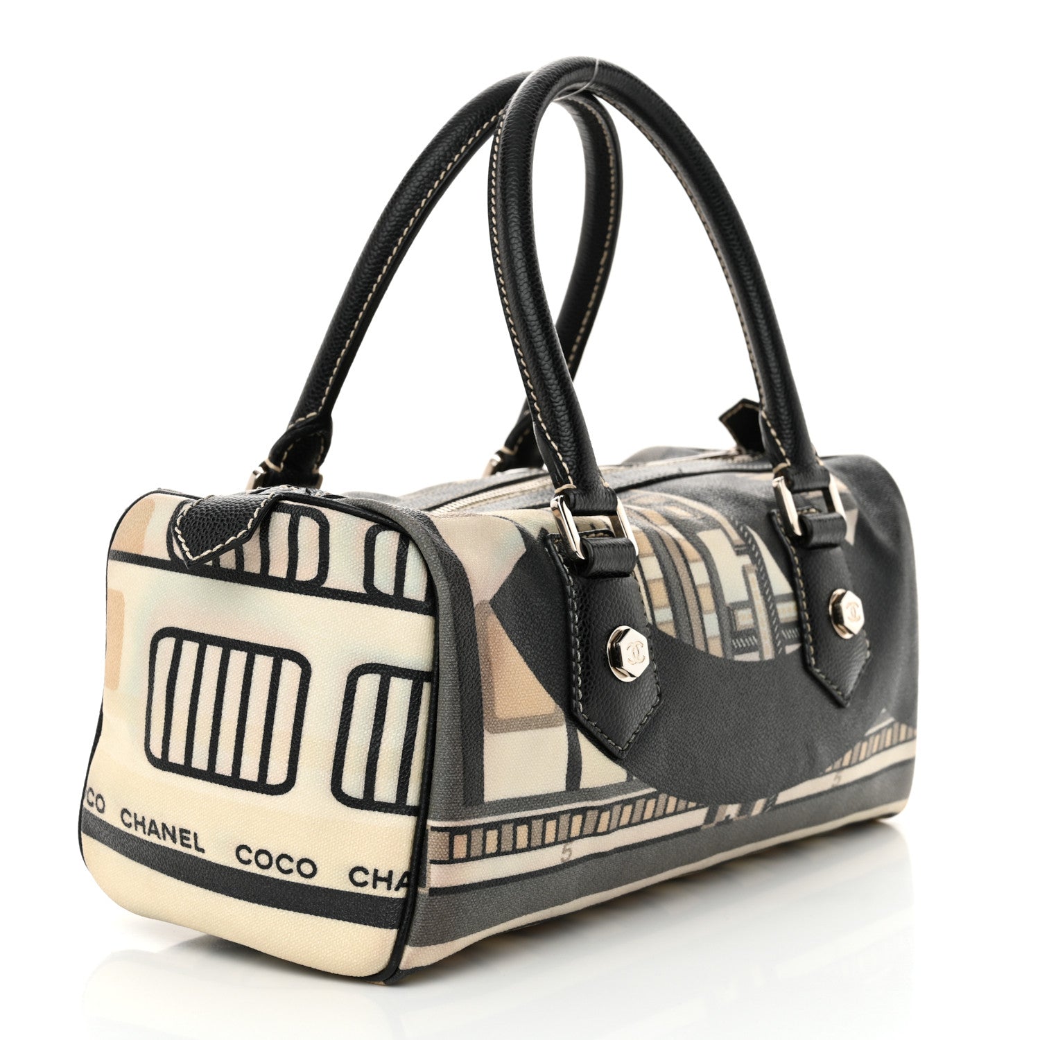 Coated Canvas Le Train Boston Bag Black
