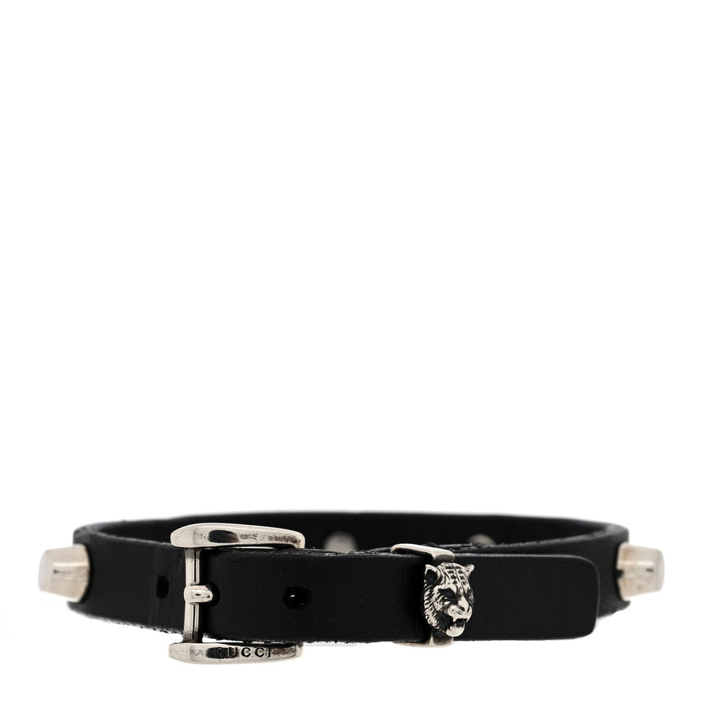 Calfskin Feline Heads Bracelet L Black