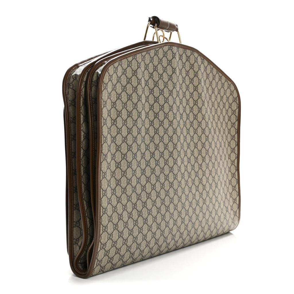 GG Supreme Monogram Azalea Calfskin Retro Interlocking G Hanger Garment Bag Beige Ebony Brown Sugar