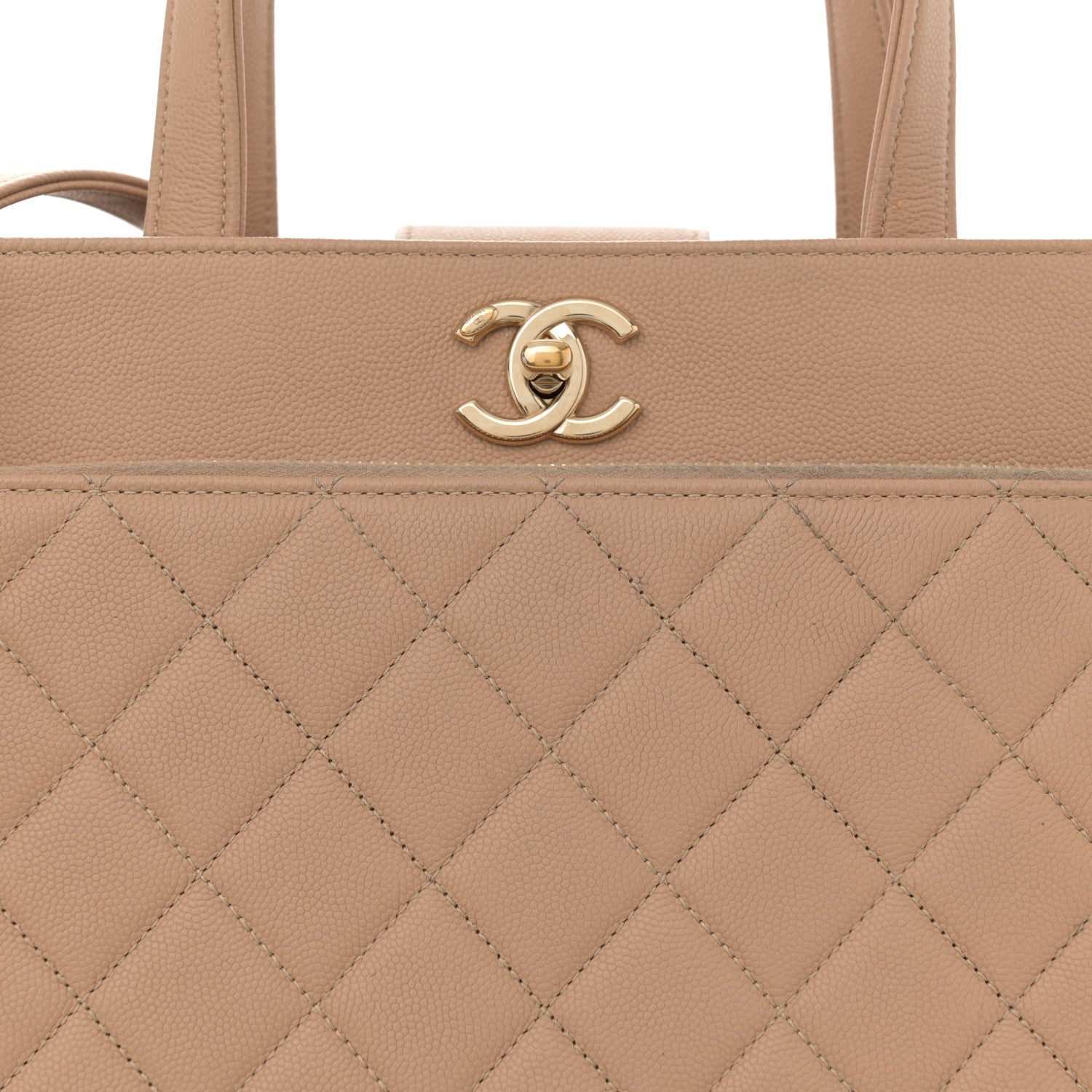 Caviar Quilted Large Business Affinity Shopping Bag Beige