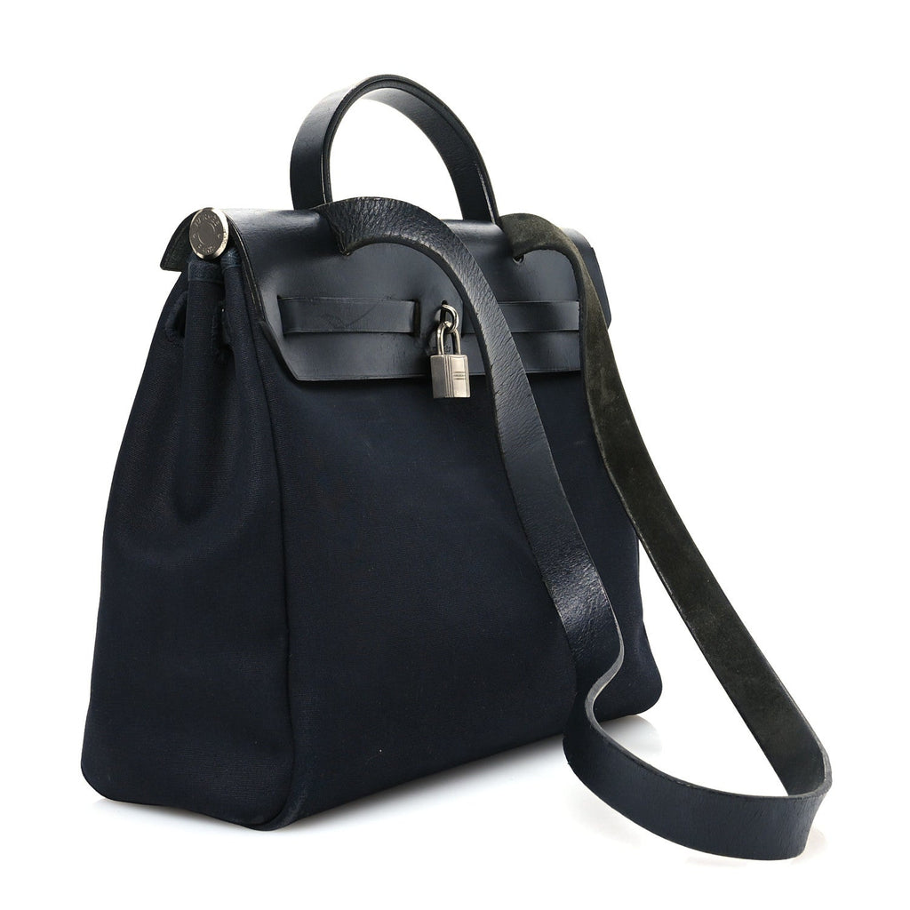 Toile Vache Calfskin Herbag 30 PM Black