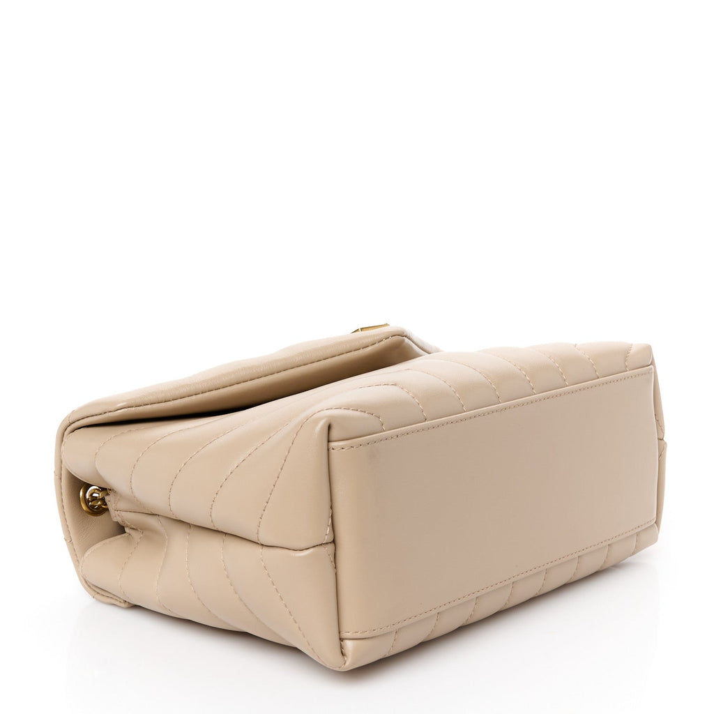 Calfskin Y Quilted Monogram Small Loulou Chain Satchel Dark Beige