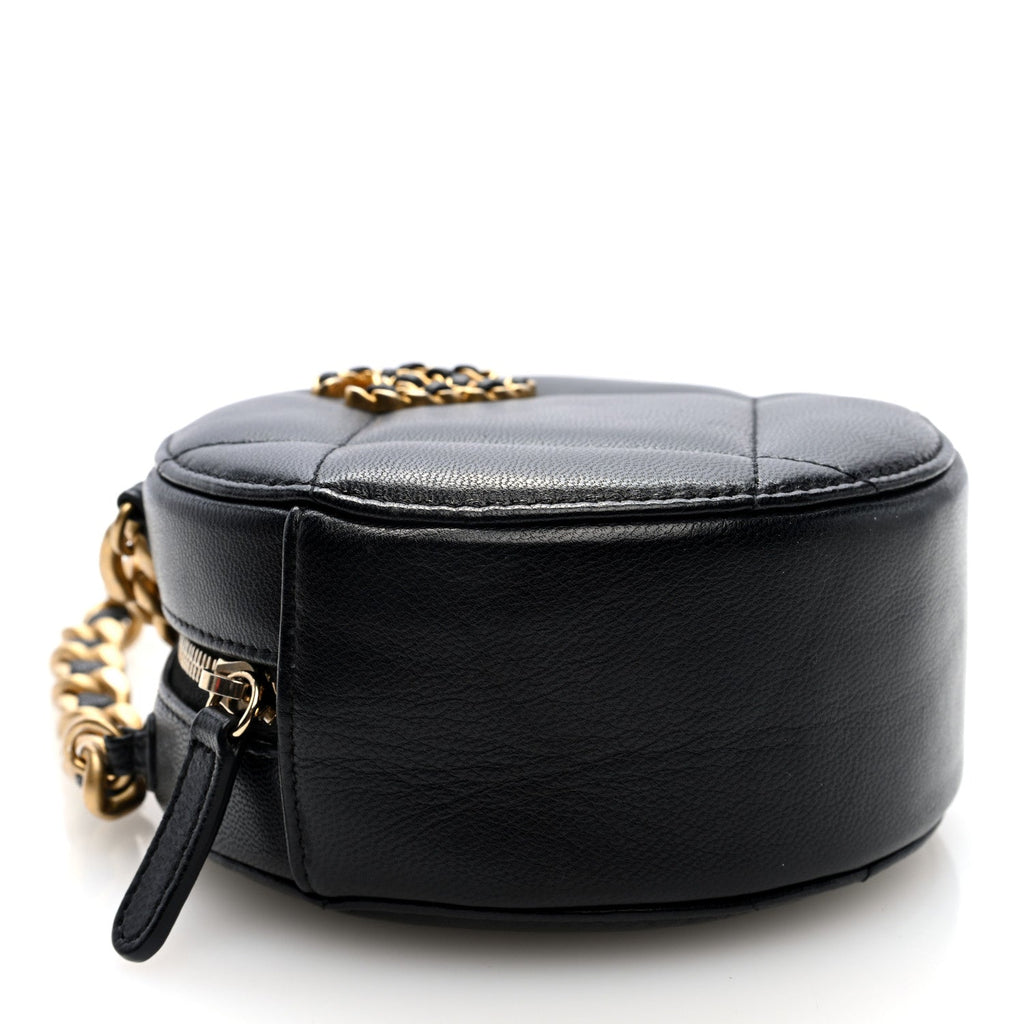Lambskin Quilted Chanel 19 Round Clutch With Chain Black