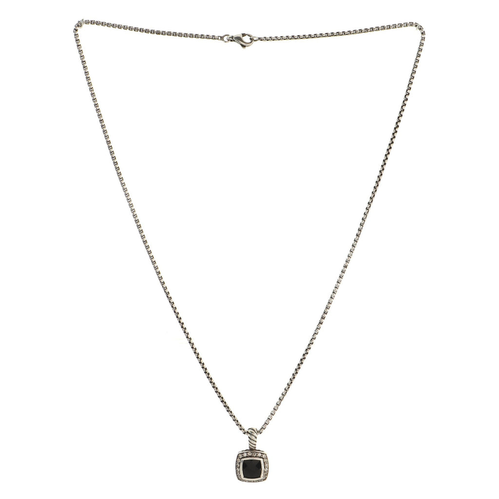 Petite Albion Pendant Necklace Sterling Silver with Onyx and Diamonds