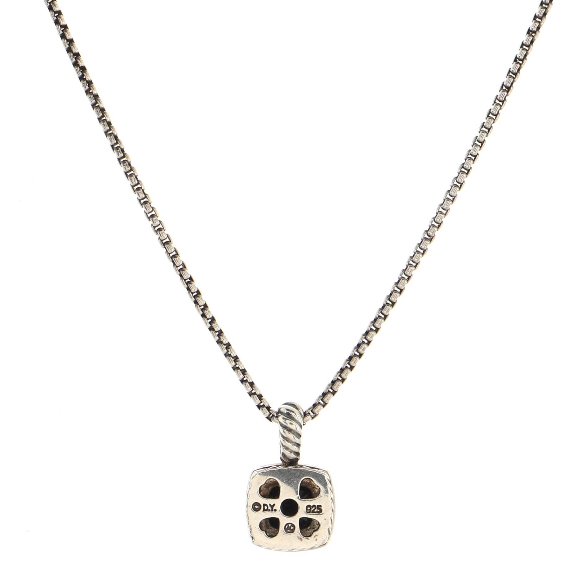 Petite Albion Pendant Necklace Sterling Silver with Onyx and Diamonds