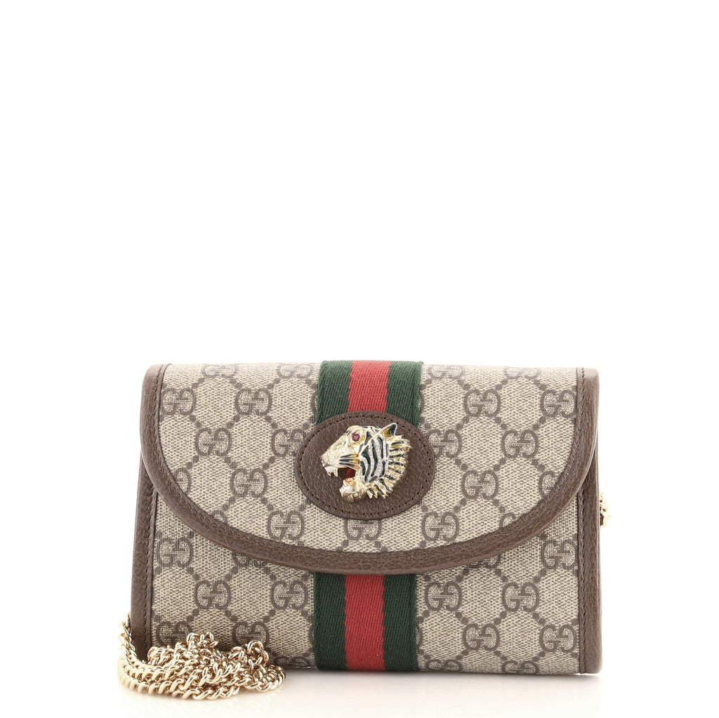 Rajah Web Chain Shoulder Bag GG Coated Canvas Mini