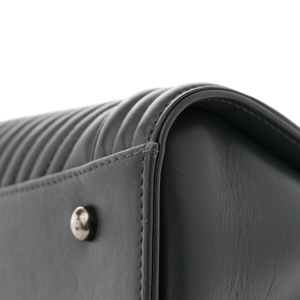 Calfskin Chevron Quilted Boy Shopping Tote Grey