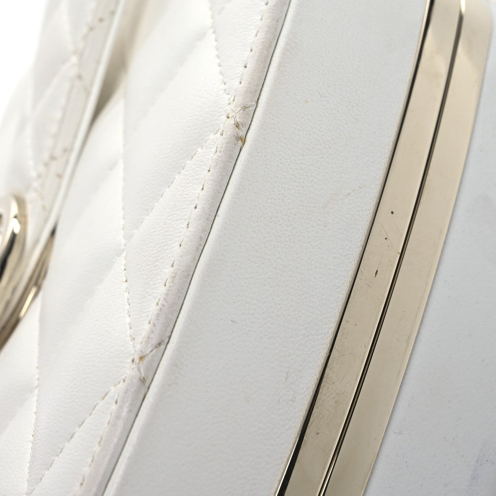 Lambskin Minaudiere Vanity With Handle White