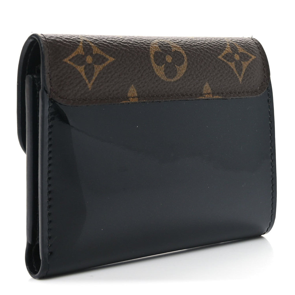 Patent Calfskin Monogram Cherrywood Compact Wallet Black