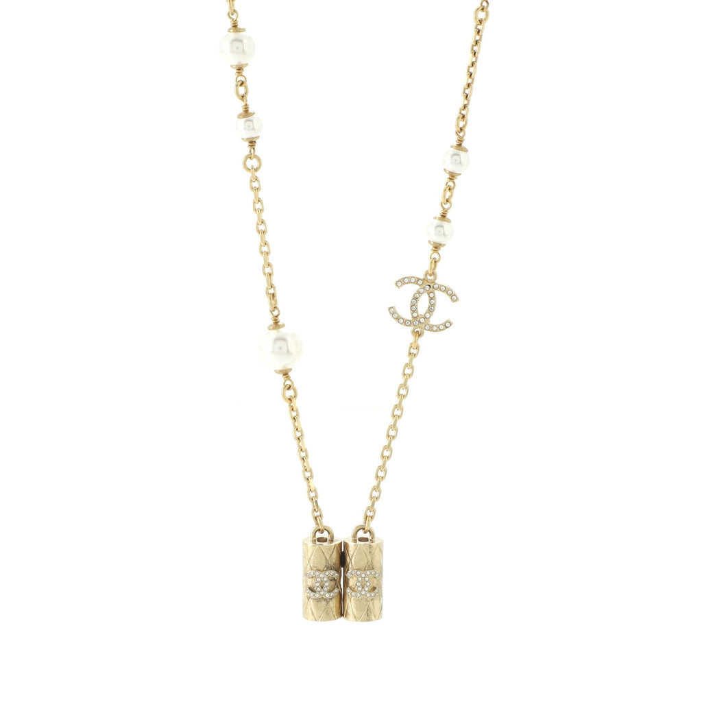 Airpods Necklace Crystal Embellished Metal with Faux Pearls