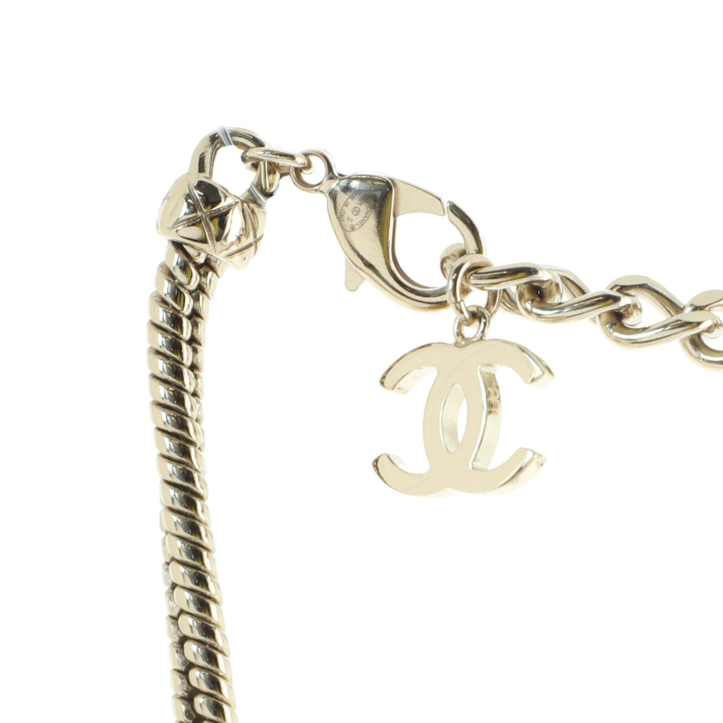 CC Turnlock Choker Necklace Metal and Leather