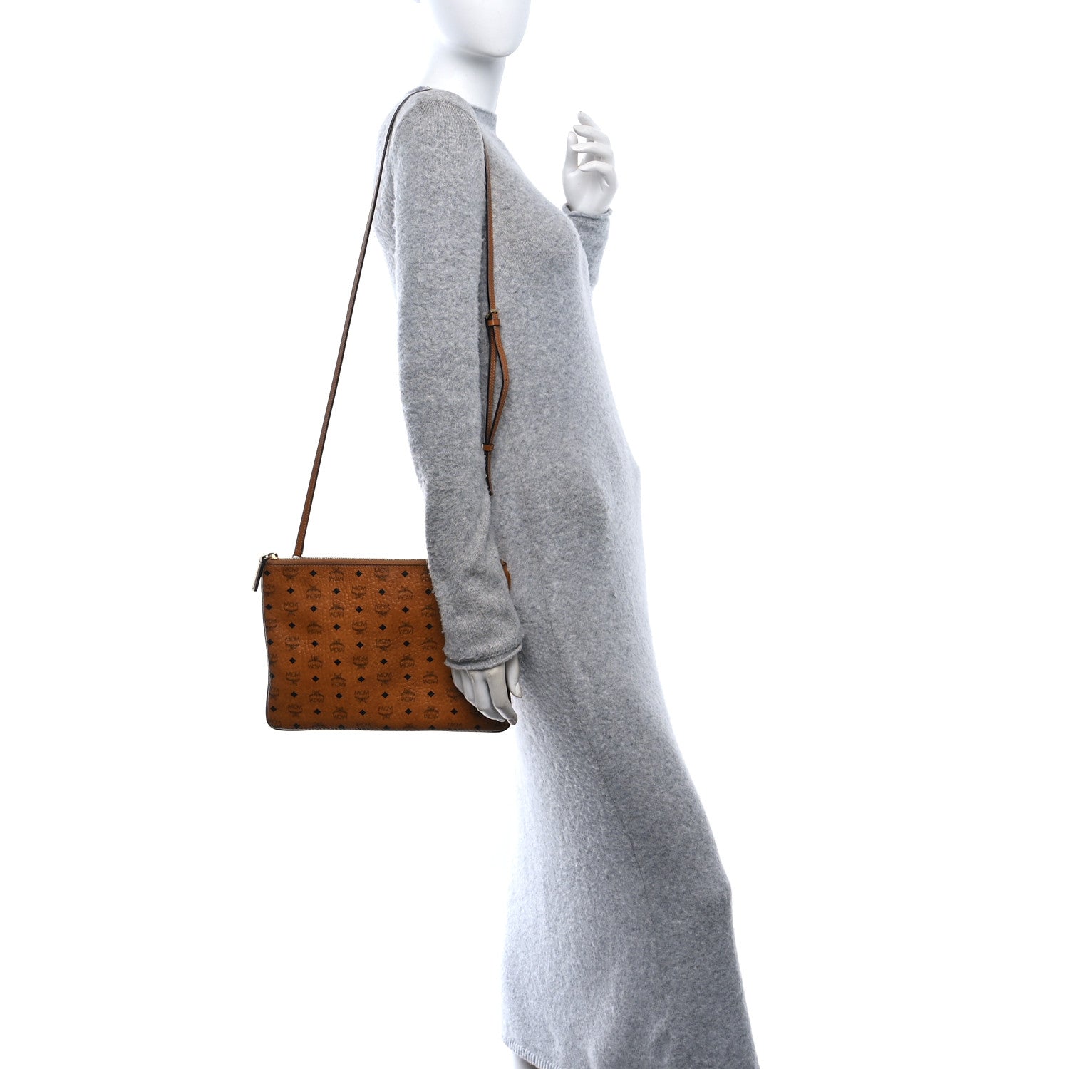 Visetos Medium Crossbody Pouch Cognac