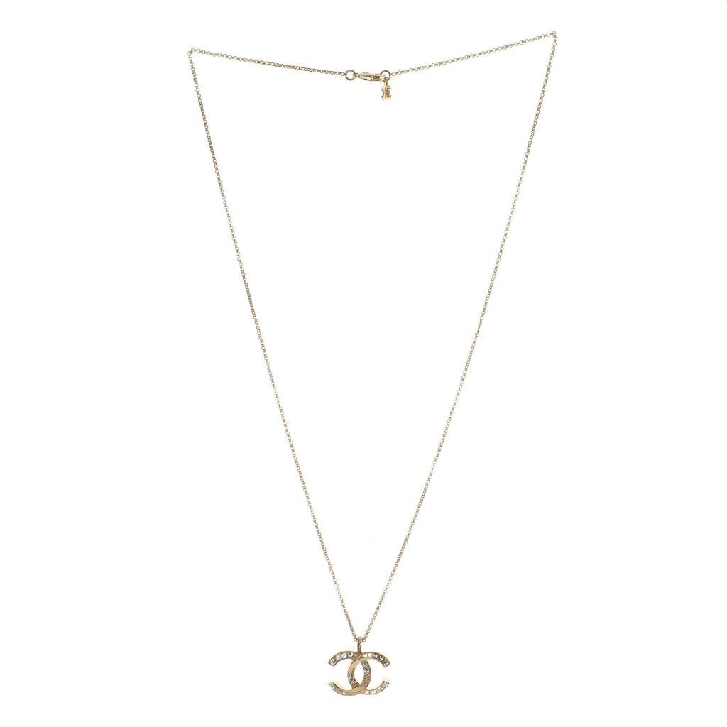 CC Pendant Necklace Metal with Crystals