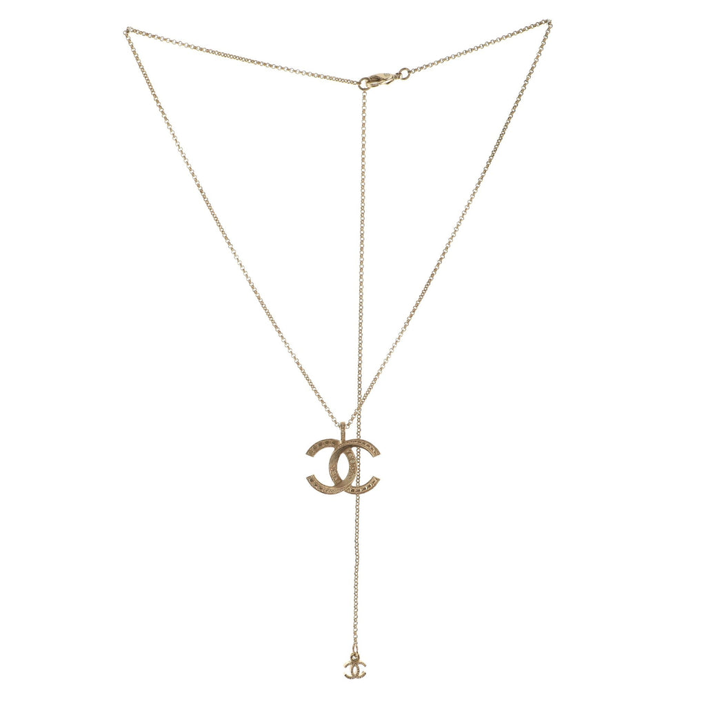 CC Pendant Necklace Metal with Crystals