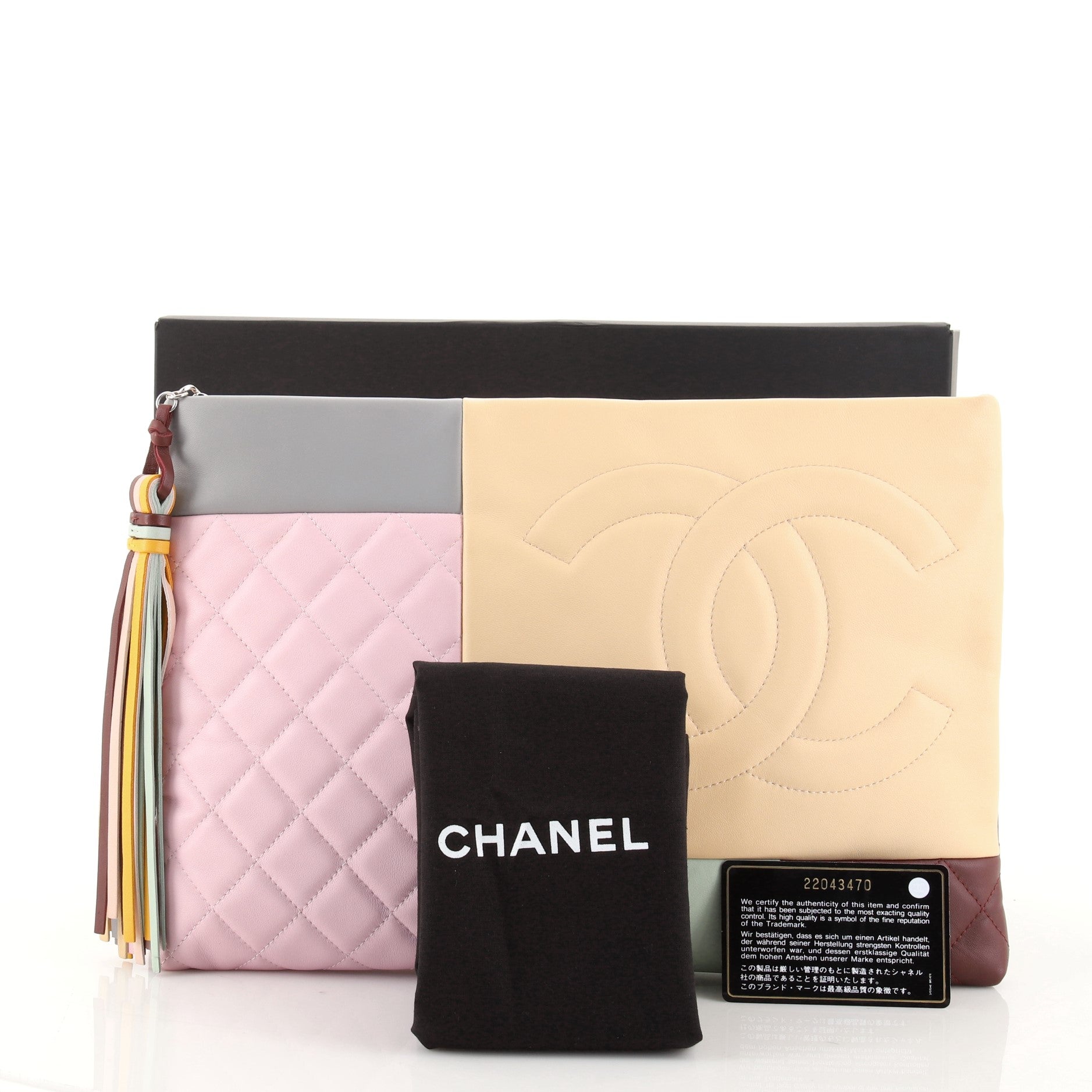 O Case Clutch Colorblock Quilted Leather Large