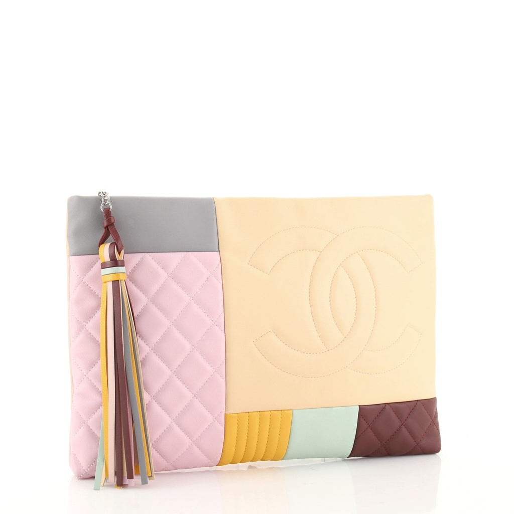O Case Clutch Colorblock Quilted Leather Large