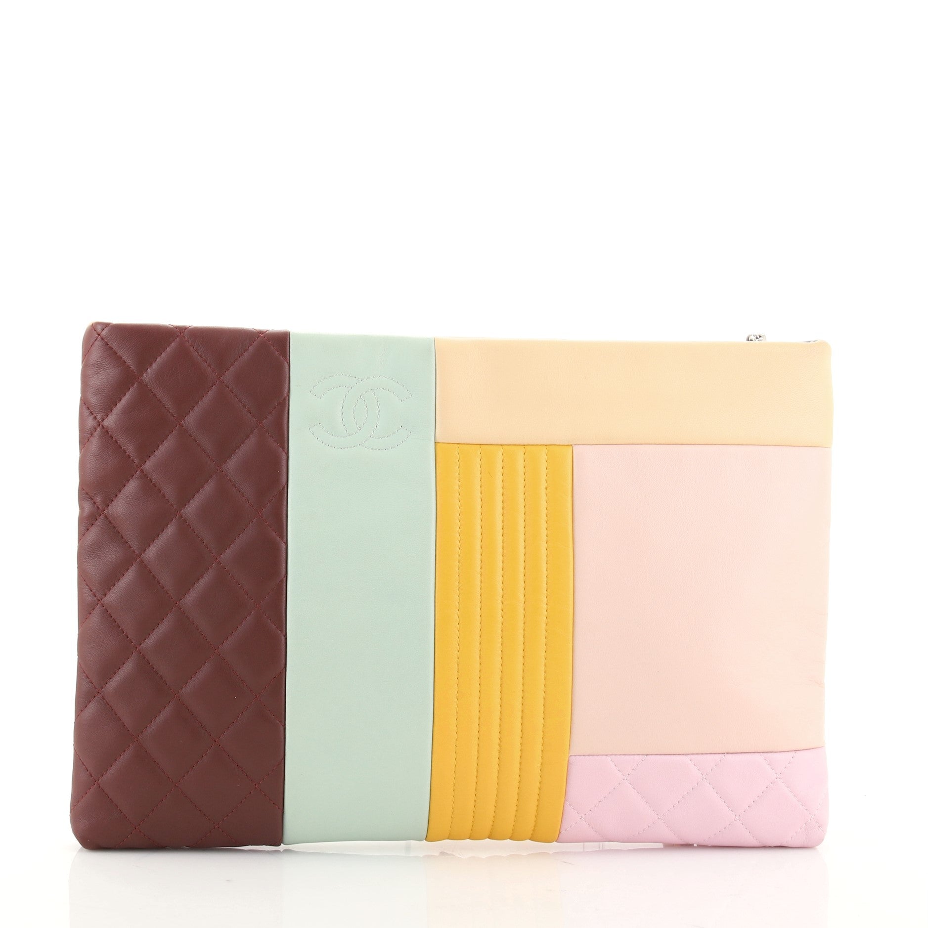 O Case Clutch Colorblock Quilted Leather Large