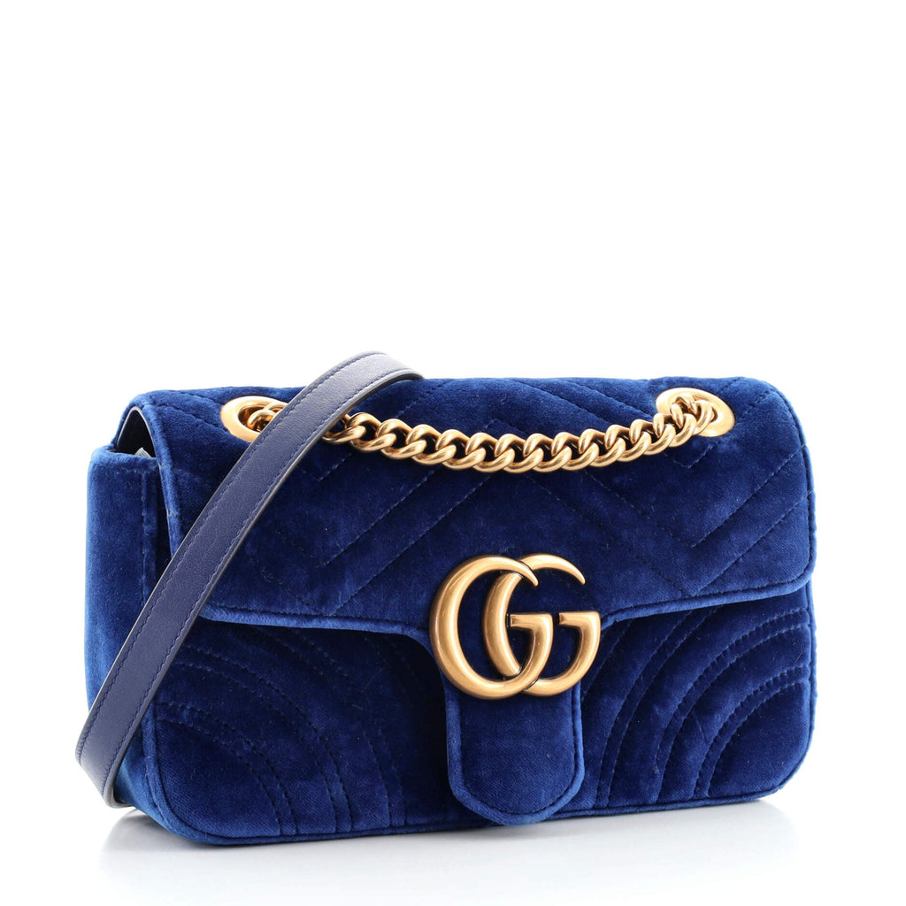 GG Marmont Flap Bag Matelasse Velvet Mini
