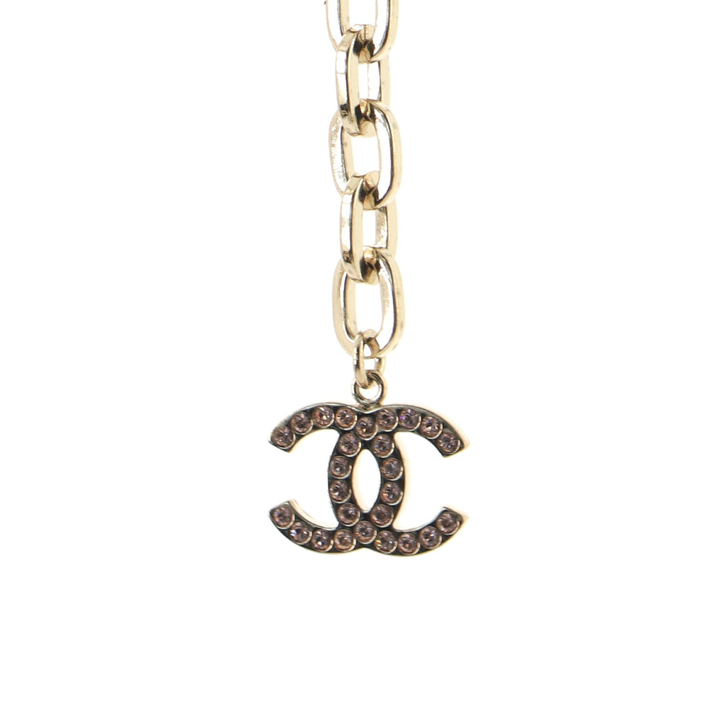 CC Graphic Cluster Chain Necklace Metal with Crystals