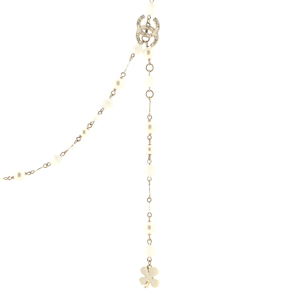 CC Clover Chain Belt Metal with Faux Pearls and Crystals 100