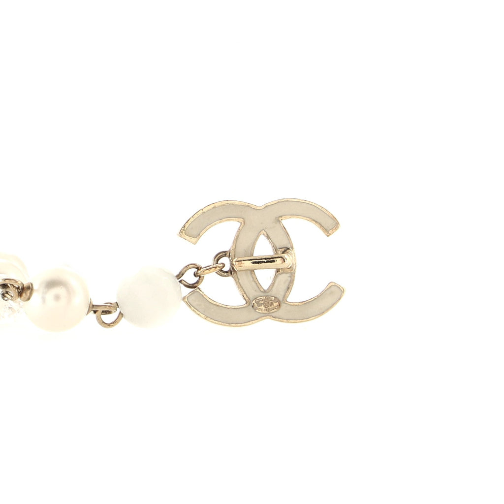 CC Clover Chain Belt Metal with Faux Pearls and Crystals 100