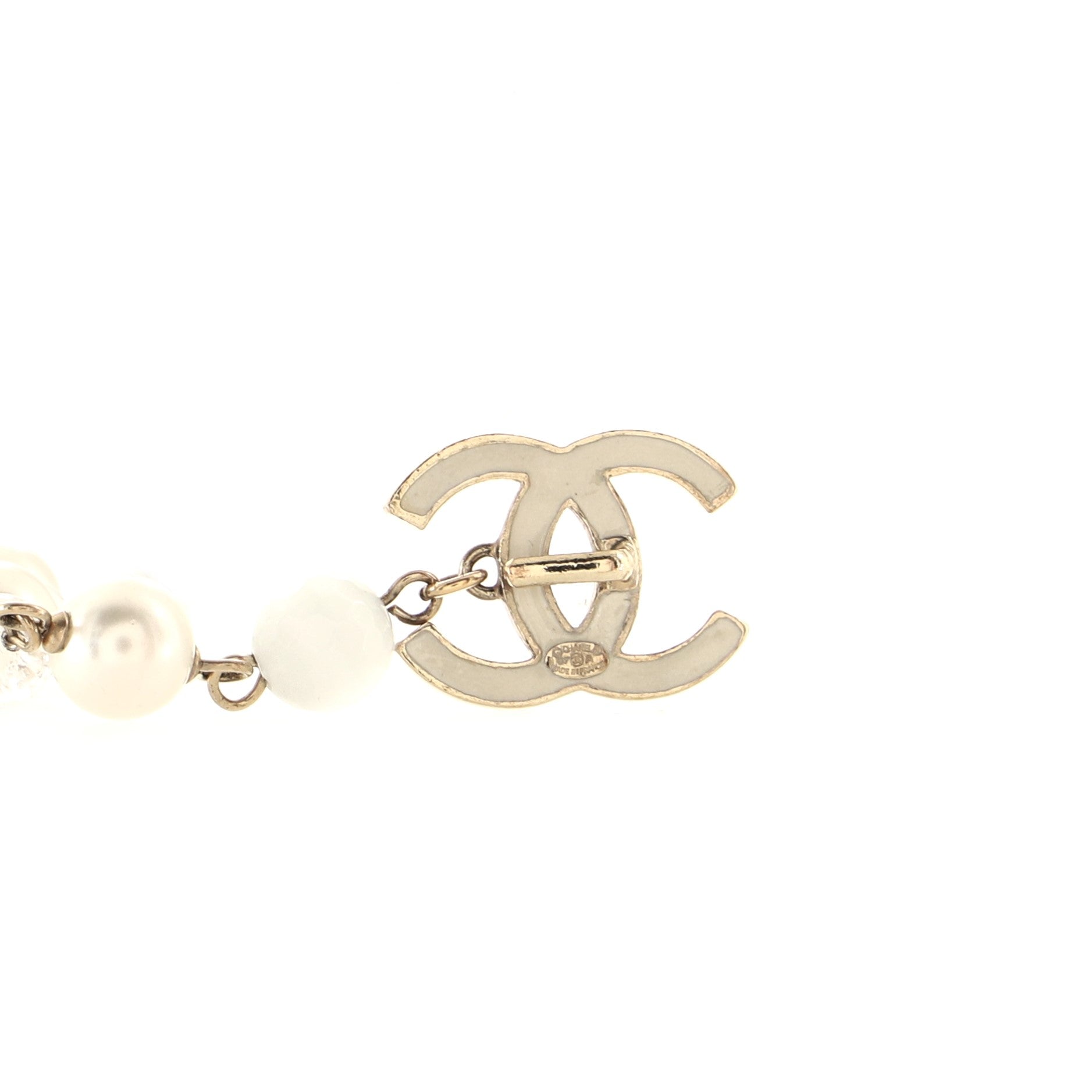 CC Clover Chain Belt Metal with Faux Pearls and Crystals 100