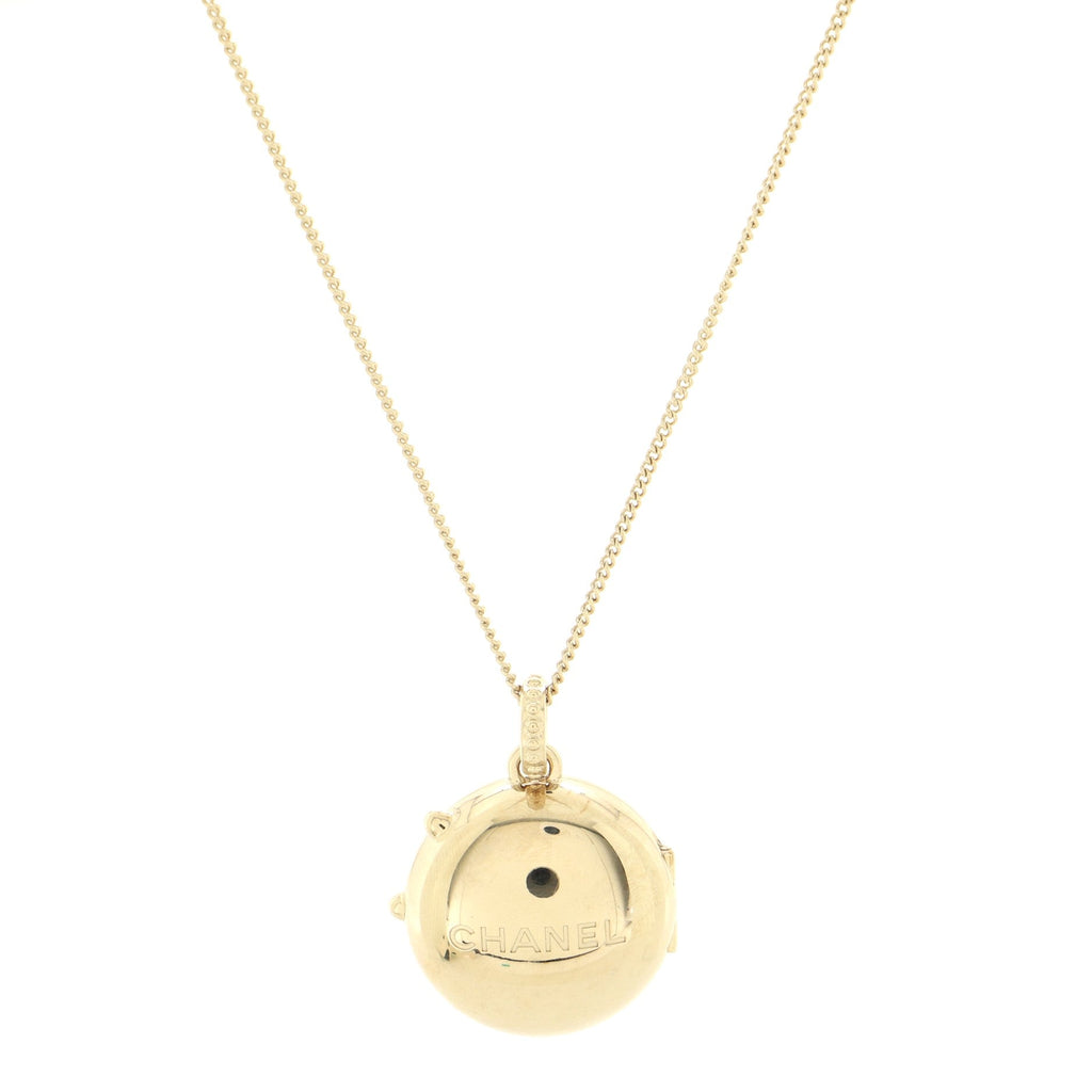 CC Round Locket Pendant Necklace Metal