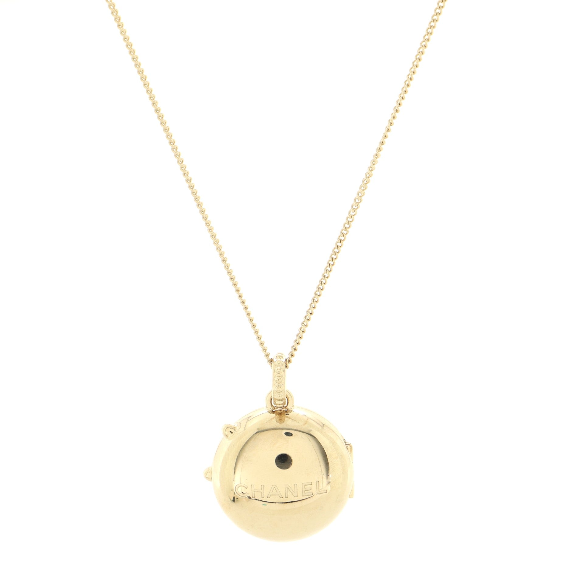 CC Round Locket Pendant Necklace Metal