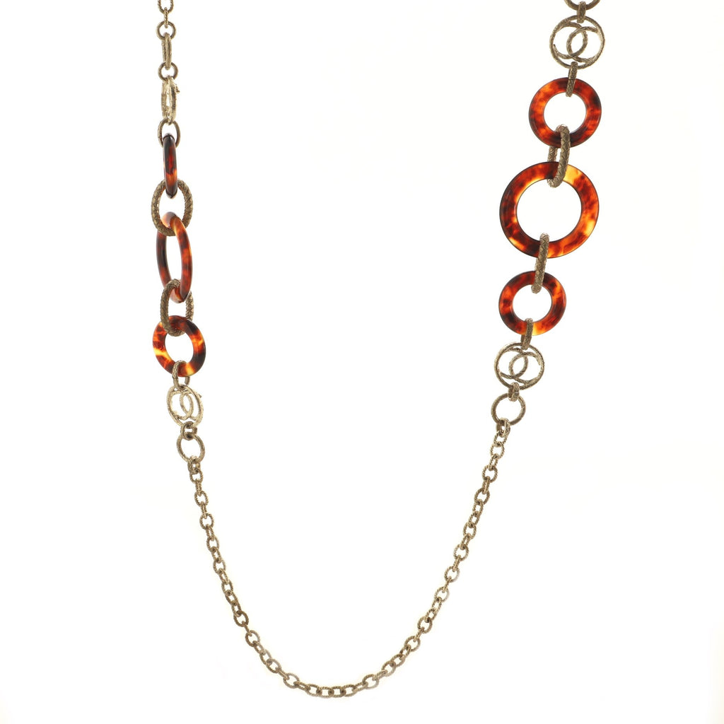 CC Ring Link Chain Necklace Metal and Resin