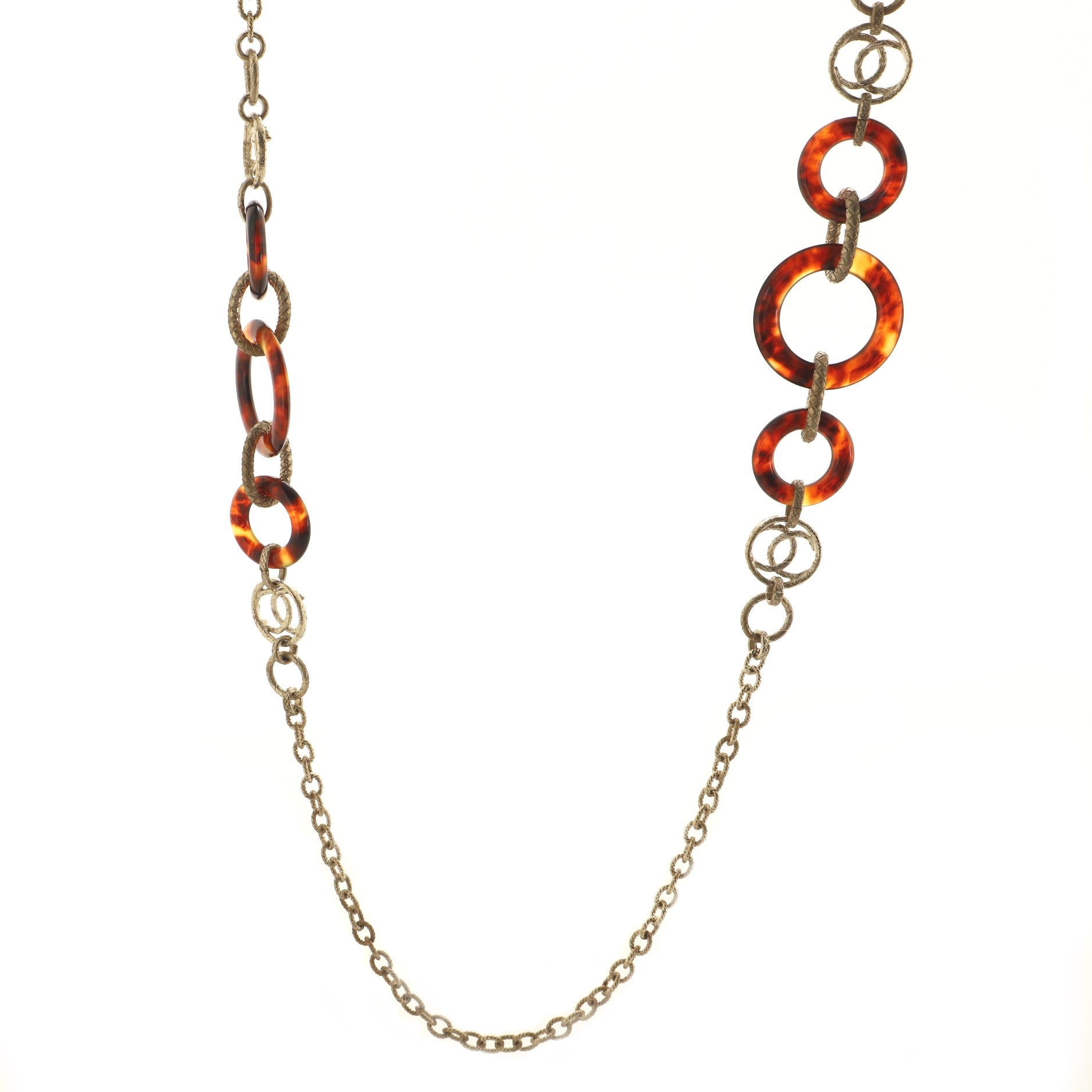 CC Ring Link Chain Necklace Metal and Resin