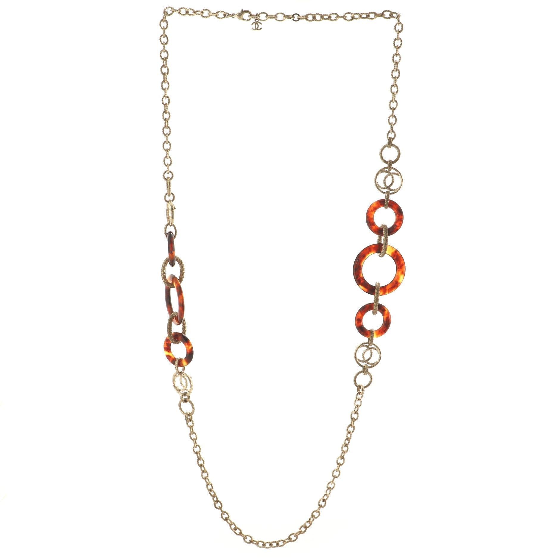 CC Ring Link Chain Necklace Metal and Resin
