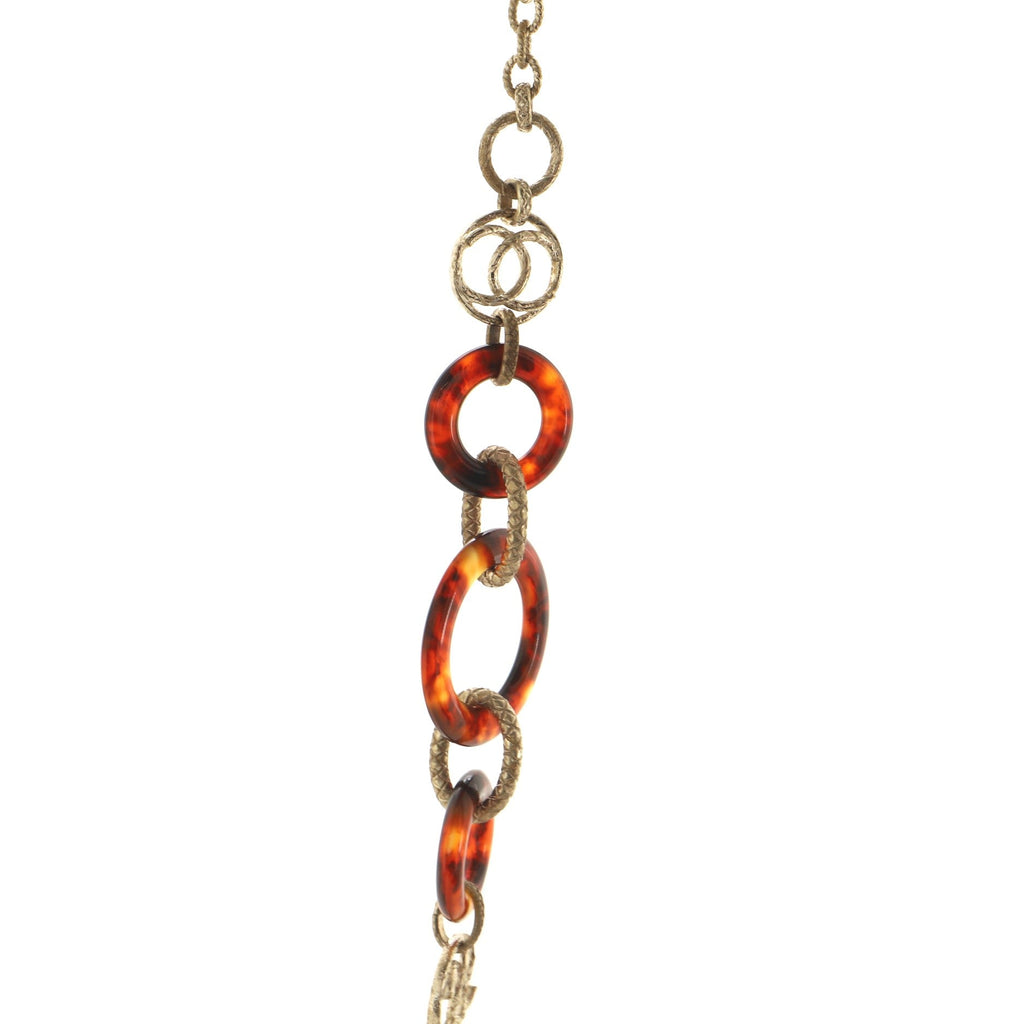 CC Ring Link Chain Necklace Metal and Resin
