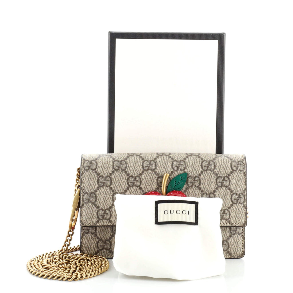 Cherries Wallet on Chain GG Coated Canvas Mini