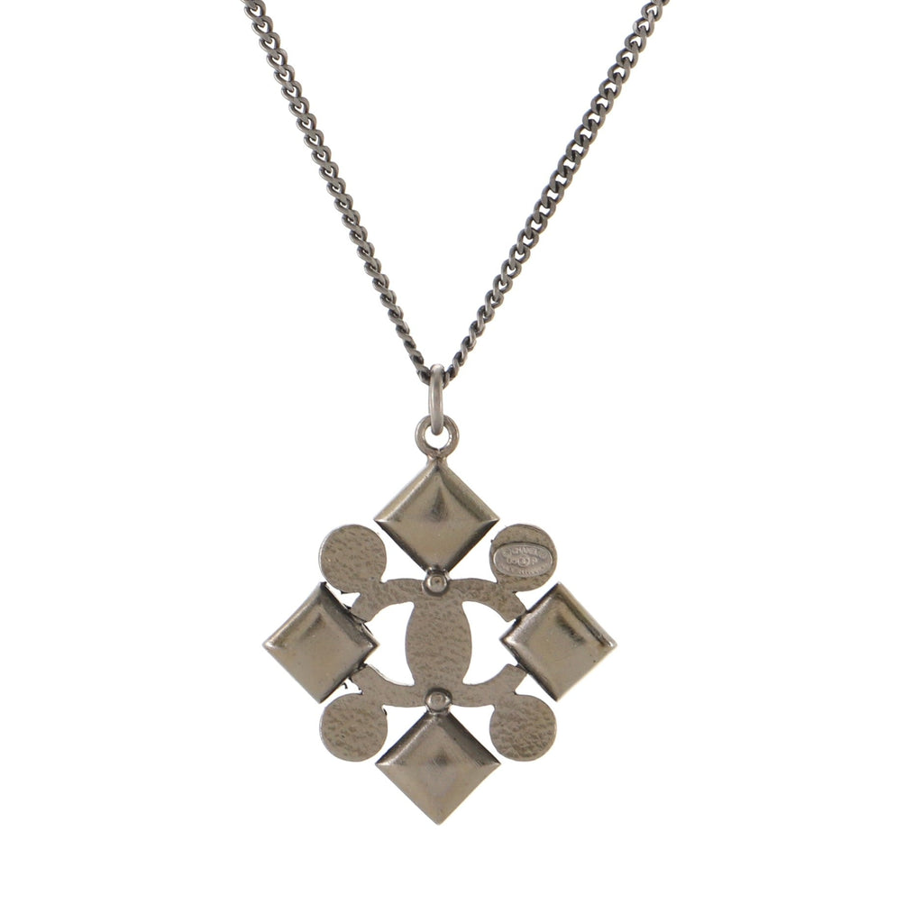 CC Diamond Pendant Necklace Metal with Crystals