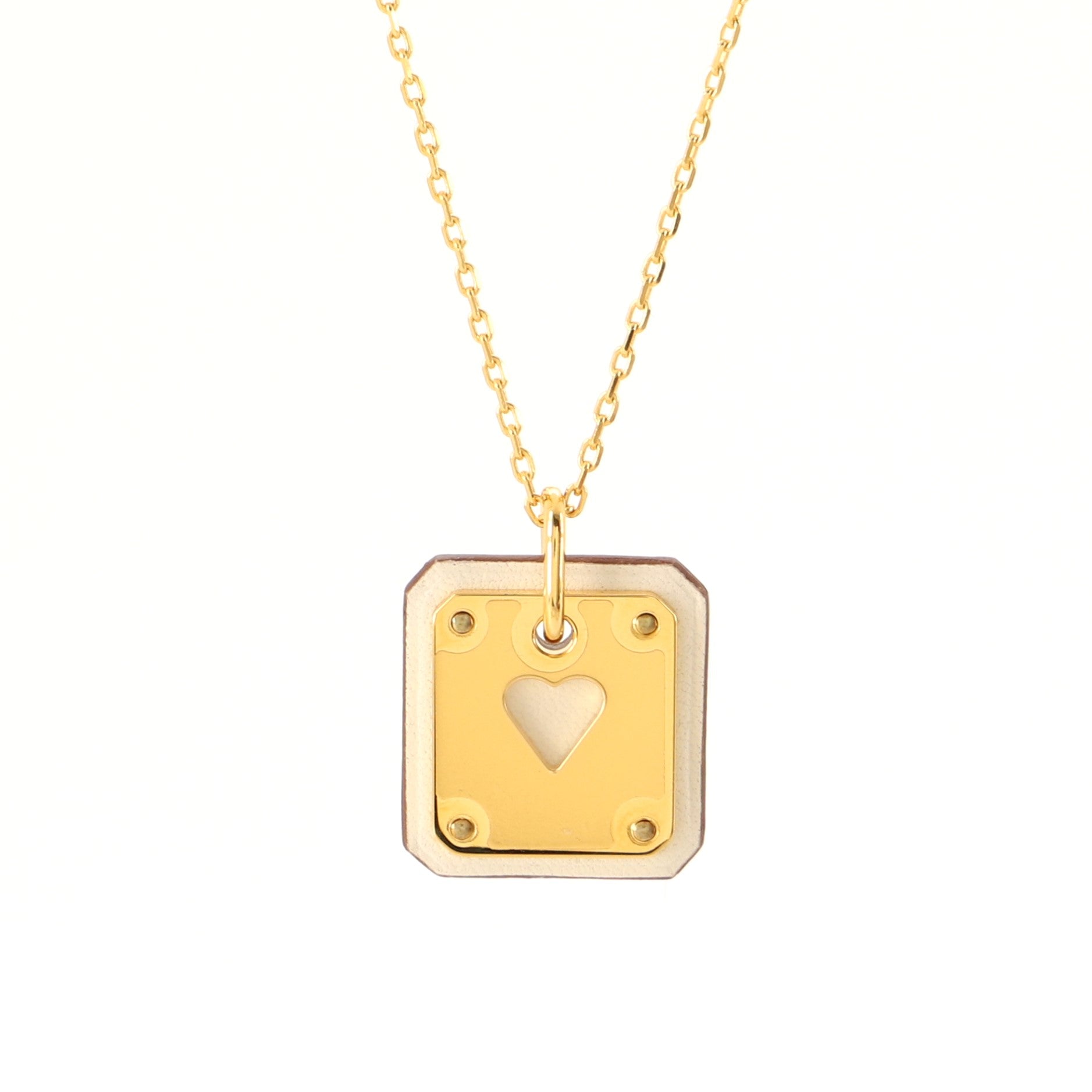 As de Coeur Pendant Necklace Metal and Leather Small