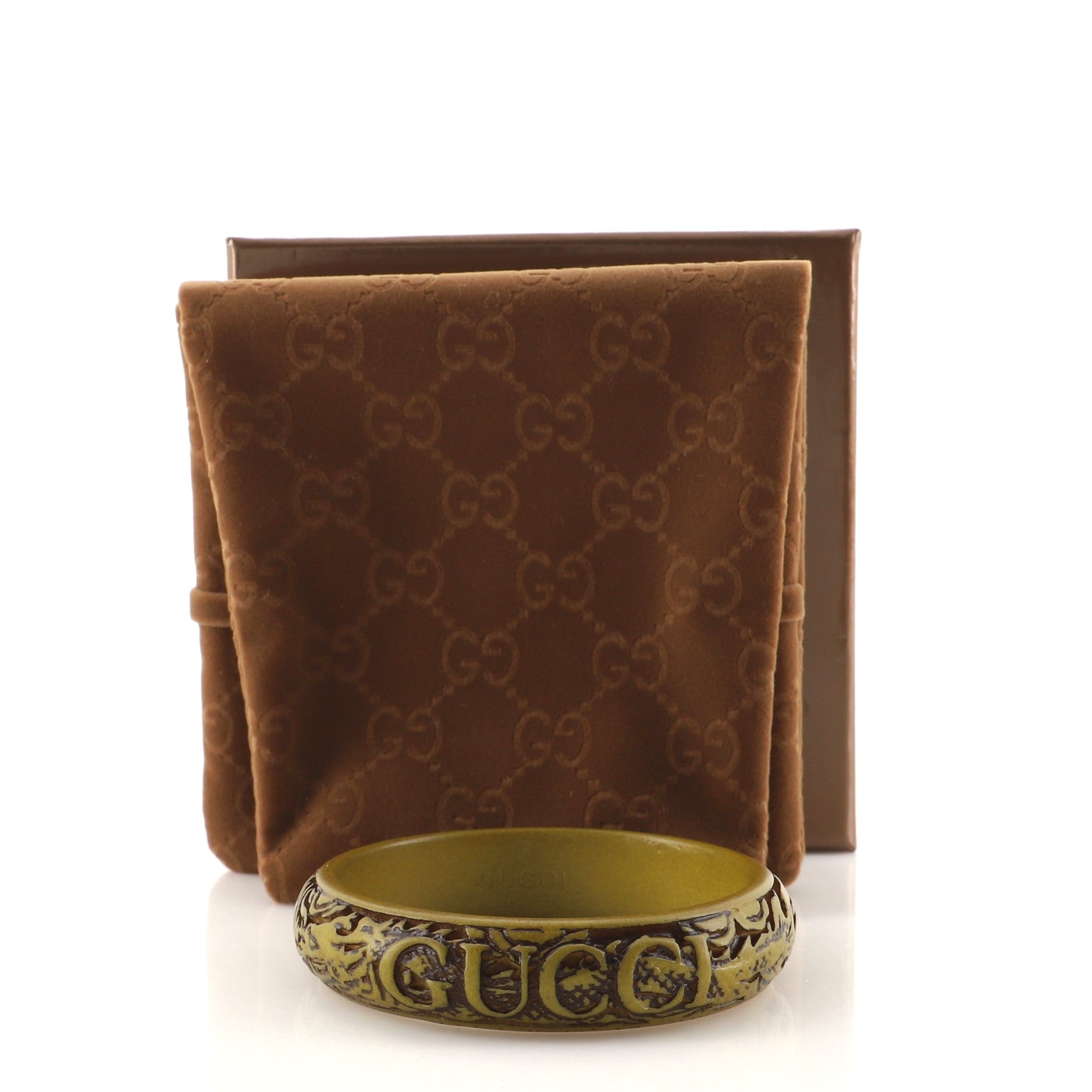 Logo Cuff Bracelet Carved Resin Thin