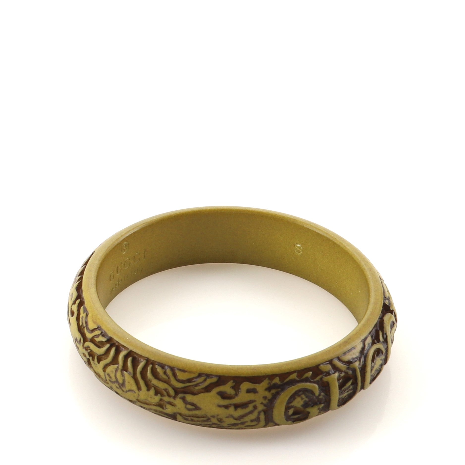 Logo Cuff Bracelet Carved Resin Thin